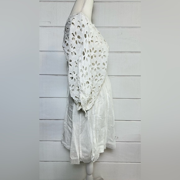 NWT Free People Bella Note Eyelet Mini Dress White Sz Small Retails $128 - Picture 7 of 15
